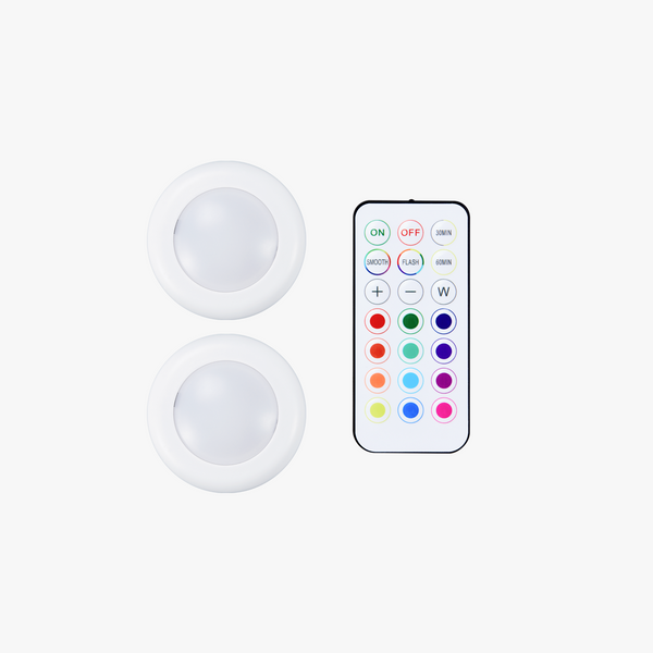 Remote Controlled 16-color RGBW Puck Lights