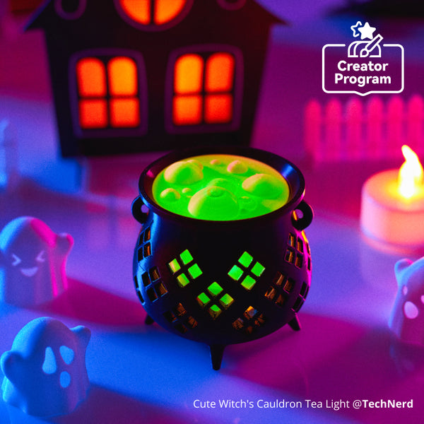 Cute Witch's Cauldron Tea Light