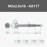 M2 Socket Head Shoulder Machine Screws (SHSS)