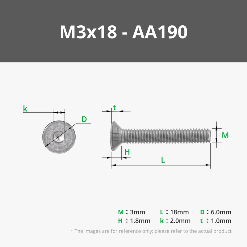 M3 Flat Head Cap Machine Screws (FHCS)