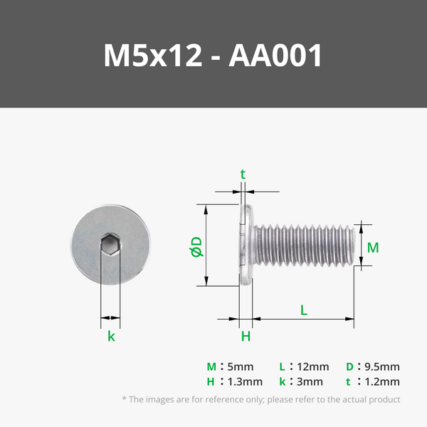 M5x12 Socket Head Cap Machine Screw (5PCS) -AA001