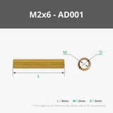 M2 Double-pass Knurled Brass Stud