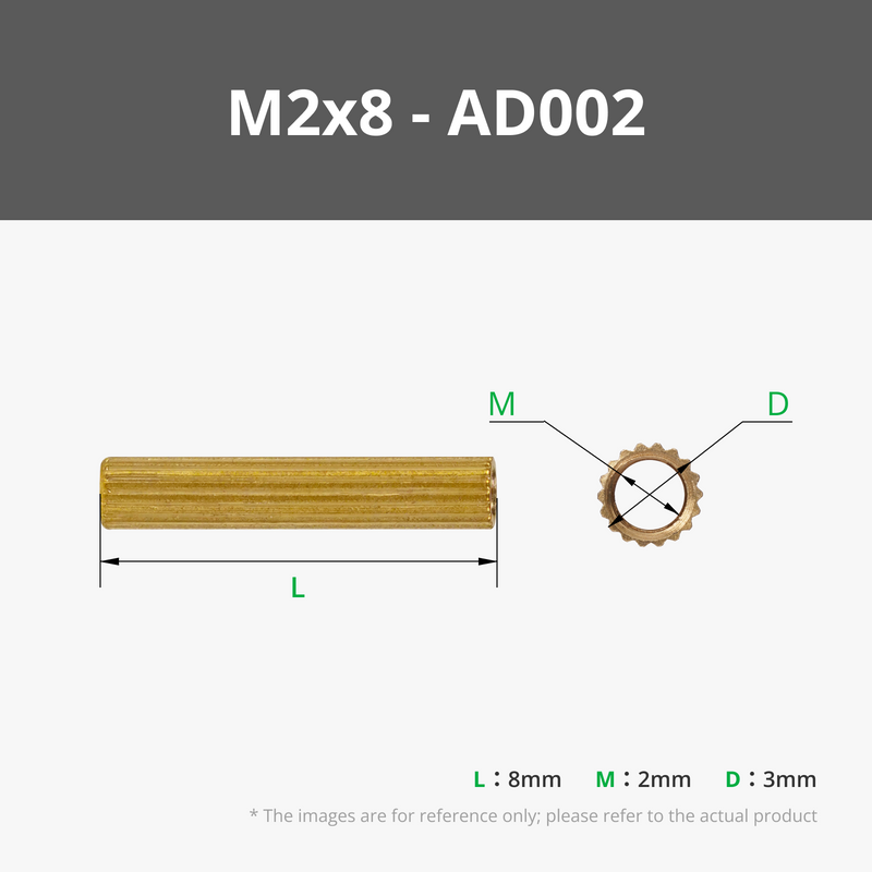 M2 Double-pass Knurled Brass Stud