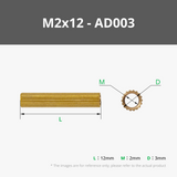 M2 Double-pass Knurled Brass Stud