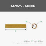 M2 Double-pass Knurled Brass Stud