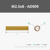 M2.5 Double-pass Knurled Brass Stud