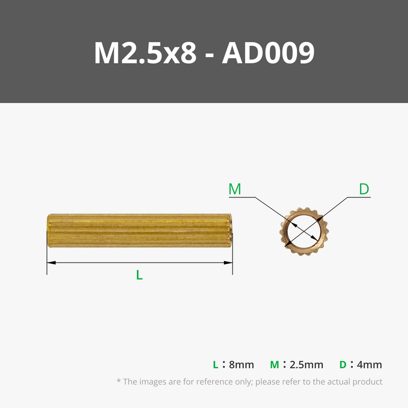 M2.5 Double-pass Knurled Brass Stud