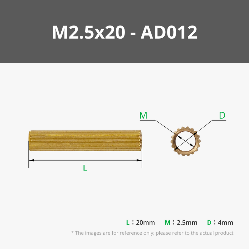 M2.5 Double-pass Knurled Brass Stud