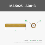 M2.5 Double-pass Knurled Brass Stud