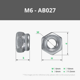 M3-M6 Self Locking Hex Nut