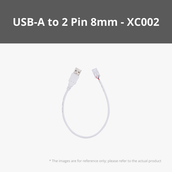 USB-A to 2 Pin 8mm Solderless Quick Connector For White LED