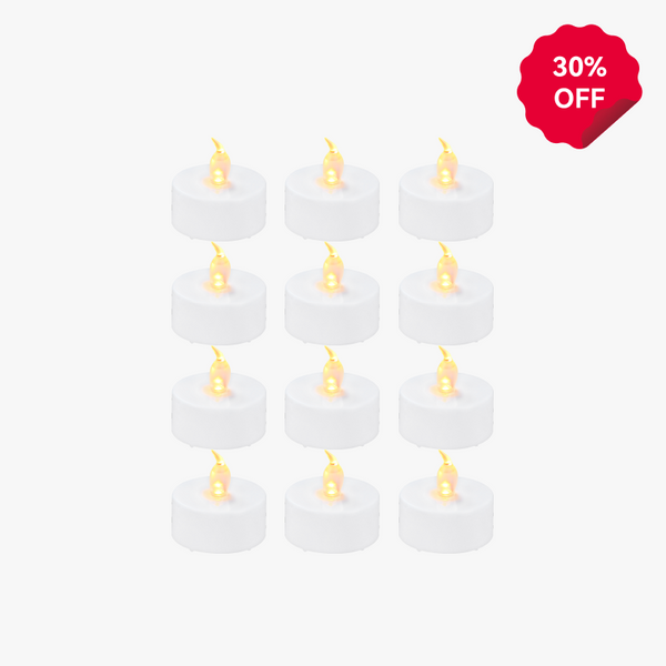 D37.2x36.6mm LED Flame Tea Light Candle Set (12pcs)